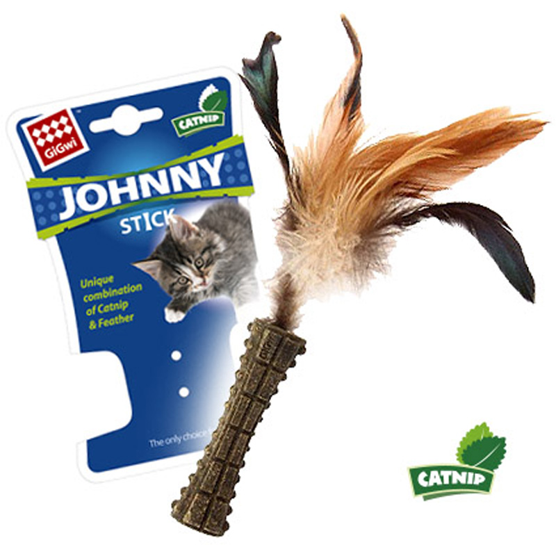 Gigwi Игрушка для кошек Спрессованная кошачья мята с перьями 8см, серия JOHNNY STICK 1