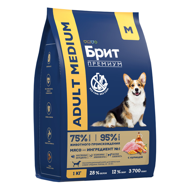 Brit Premium Корм сухой для взрослых собак средних пород с курицей Dog Adult Medium, 1 кг 3