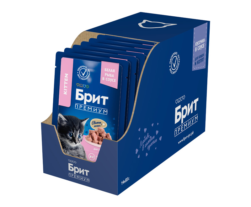 Brit Premium Пауч для котят с белой рыбой в соусе, 85 г 6