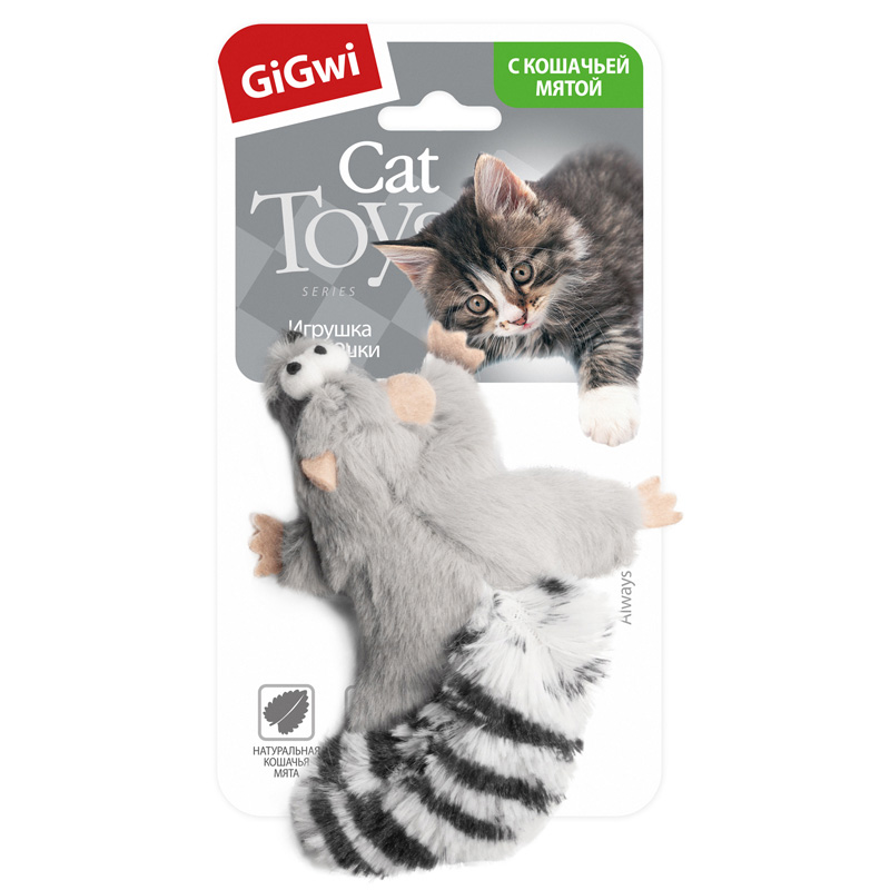 Gigwi Игрушка для кошек Енот с кошачьей мятой 8см, серия CATCH & SCRATCH 3