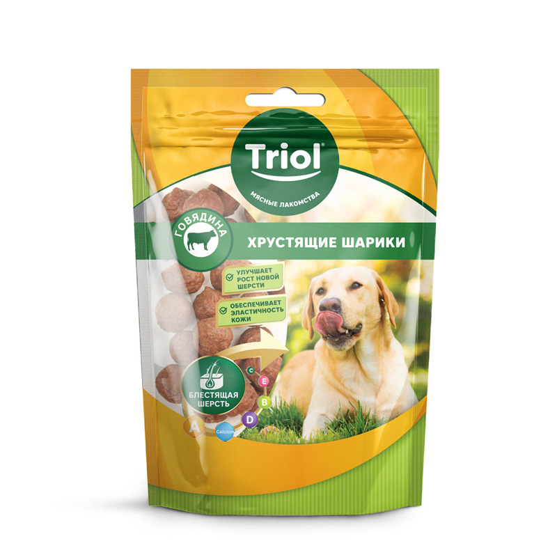 Triol Лакомство для собак «Хрустящие шарики из говядиныы», 70г, 70 г 1