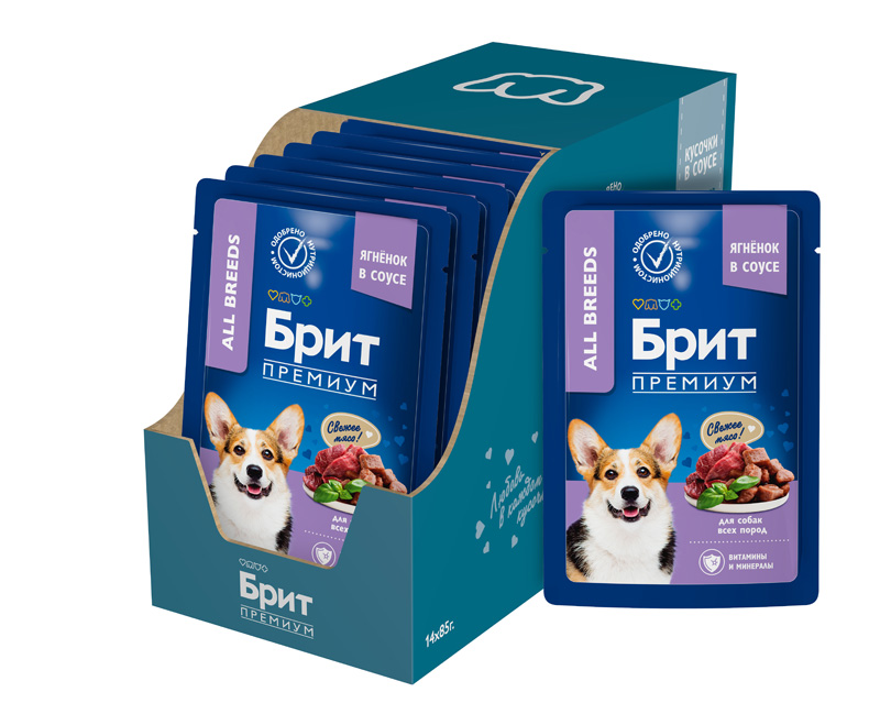 Brit Premium Пауч для взрослых собак всех пород с ягнёнком в соусе, 85 г 6