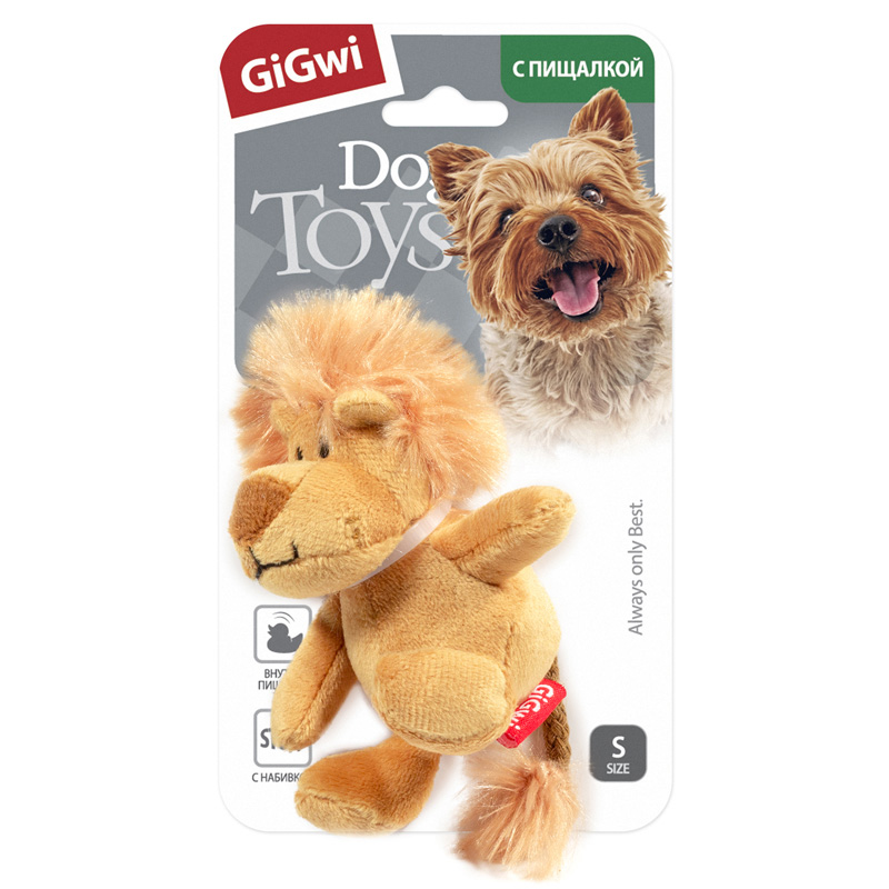 Gigwi Игрушка для собак Лев с пищалкой 10см, серия PLUSH FRIENDZ 2