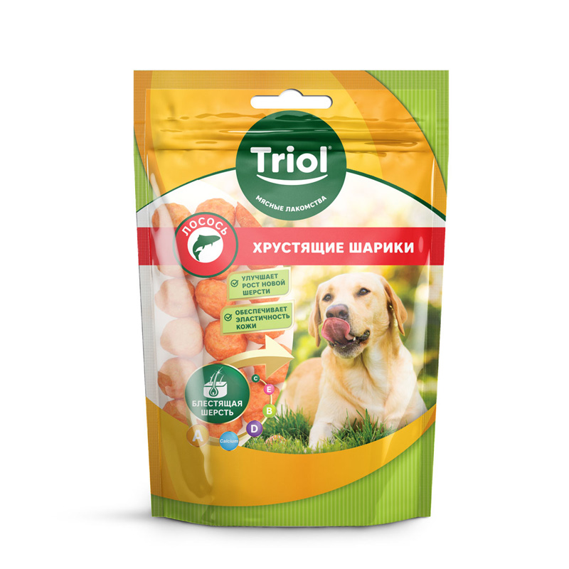 Triol Лакомство для собак «Хрустящие шарики из лосося», 70г, 70 г 1