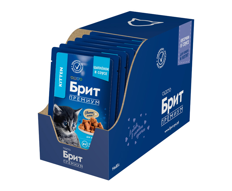 Brit Premium Пауч для котят с курицей в соусе, 85 г 6