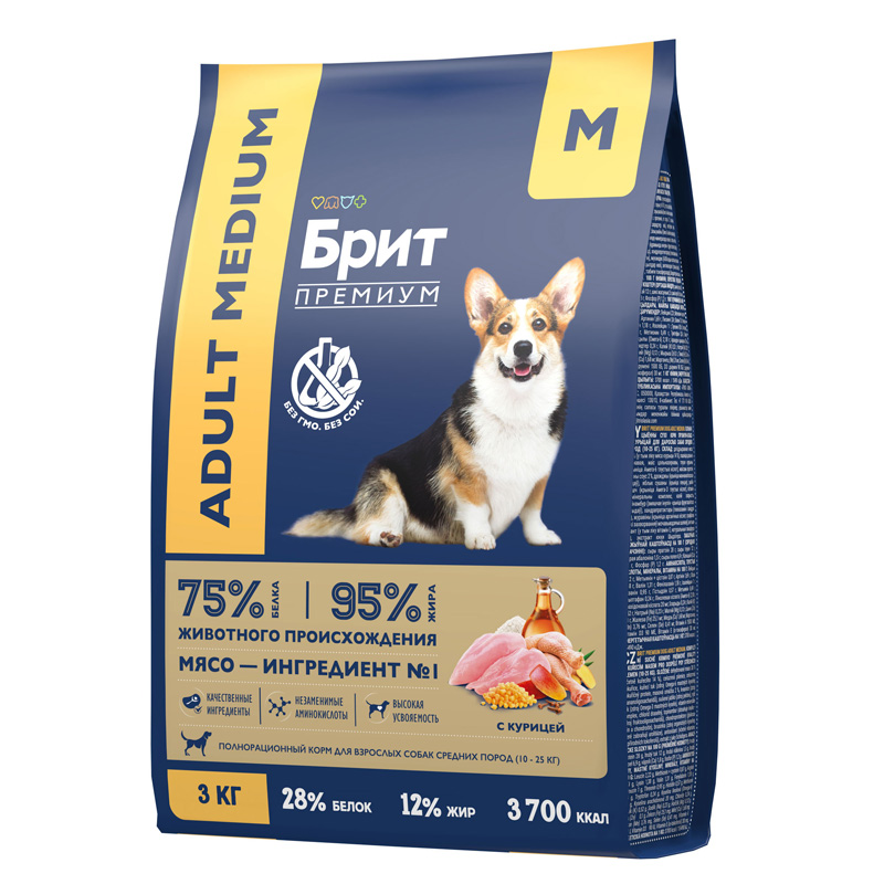 Brit Premium Корм сухой для взрослых собак средних пород с курицей Dog Adult Medium, 3 кг 4