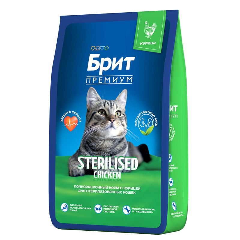 Brit Premium Корм сухой для взрослых стерилизованных кошек с курицей Cat Sterilised Chicken, 8 кг 4