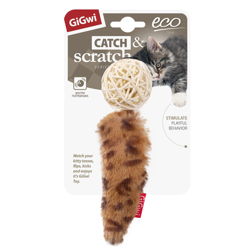 Gigwi Игрушка для кошек Плетеный мячик с кошачьей мятой 13см, серия CATCH & SCRATCH ECO 3