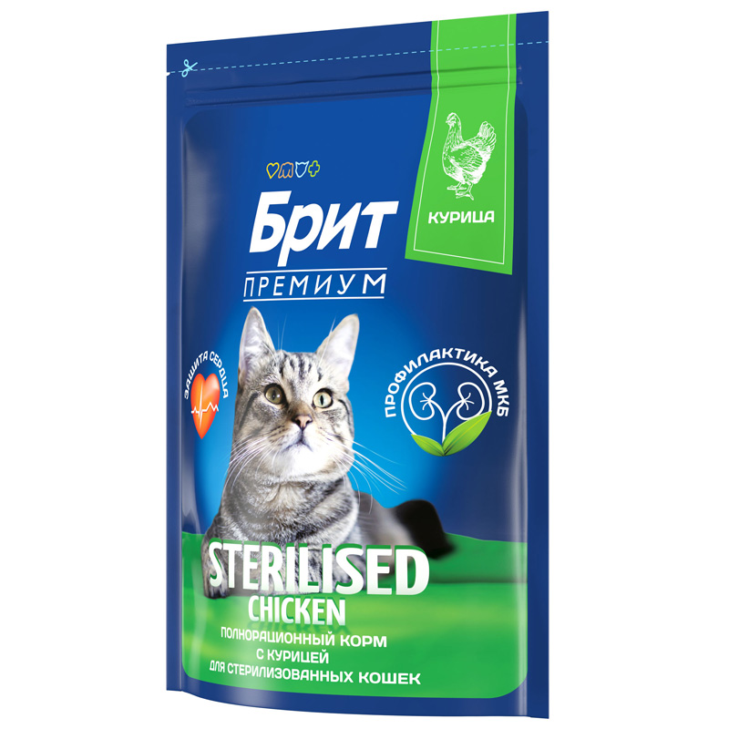 Brit Premium Корм сухой для взрослых стерилизованных кошек с курицей  Cat Sterilised Chicken, 2 кг 4