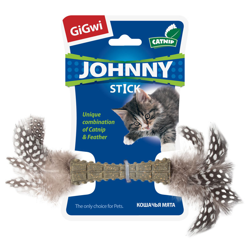 Gigwi Игрушка для кошек Спрессованная кошачья мята с перьями 8см, серия JOHNNY STICK 3