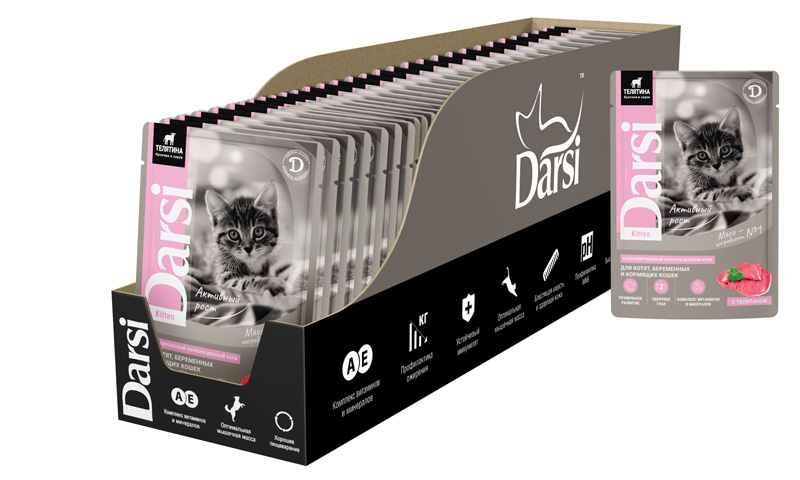 Darsi Паучи для котят с телятиной, 85 г 5