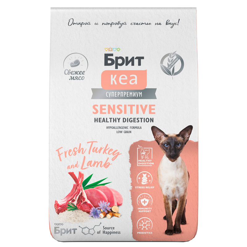 Брит Кеа Сухой корм с индейкой и ягненком для взр. кошек. SENSITIVE HEALTHY DIGESTION, 7 кг 1 Брит Кеа Сухой корм с индейкой и ягненком для взр. кошек. SENSITIVE HEALTHY DIGESTION, 7 кг 1