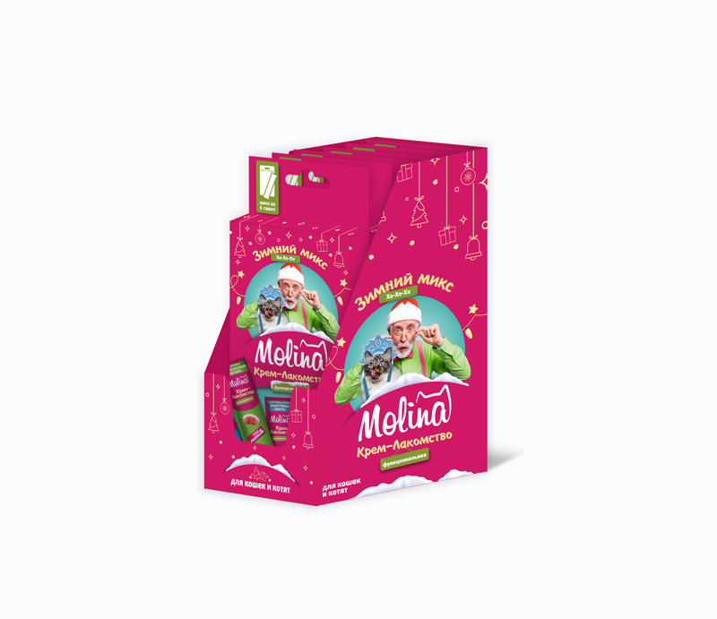 Molina Функц. крем-лакомство для кошек и котят «Зимний Микс», 6 шт х 12 г, 72 г 1