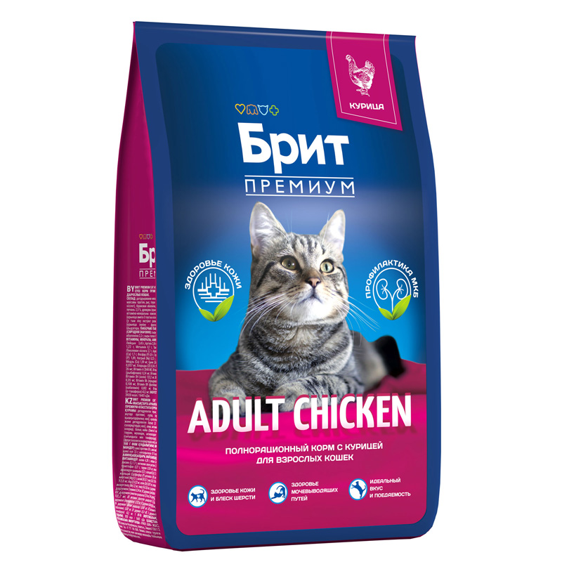 Brit Premium Корм сухой для взрослых кошек с курицей Cat Adult Chicken, 8 кг 3