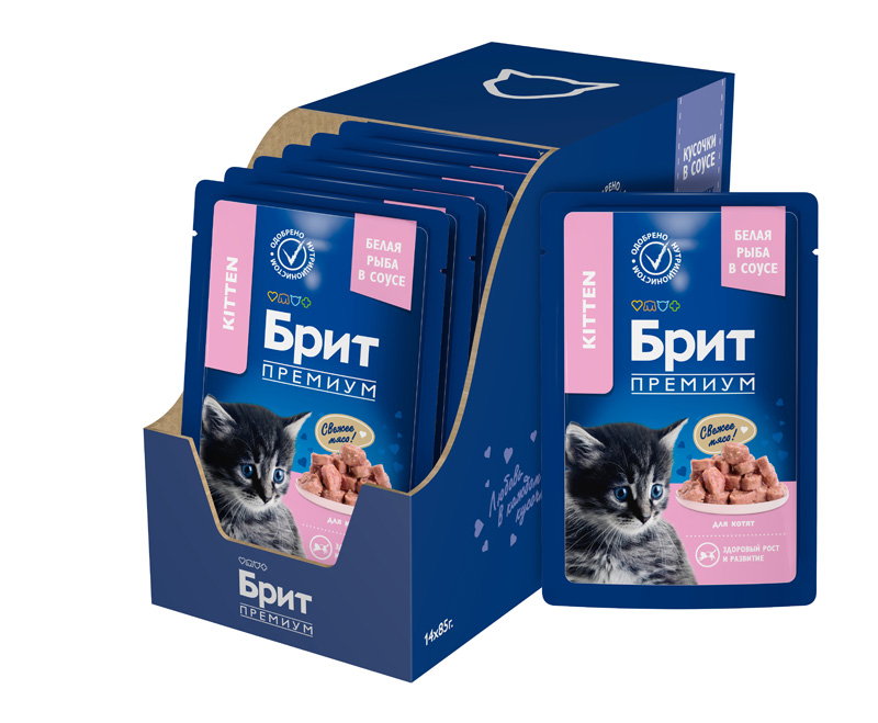 Brit Premium Пауч для котят с белой рыбой в соусе, 85 г 5