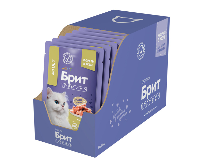 Brit Premium Пауч для взрослых кошек с форелью в желе, 85 г 7