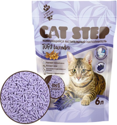 Cat Step Tofu Lavender наполнитель комкующийся растительный, 6 л, 2,7кг
