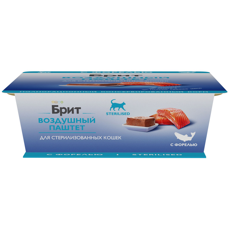 Brit Premium Воздушный паштет для стерилизованных кошек с форелью Sterilised, 100 г 5