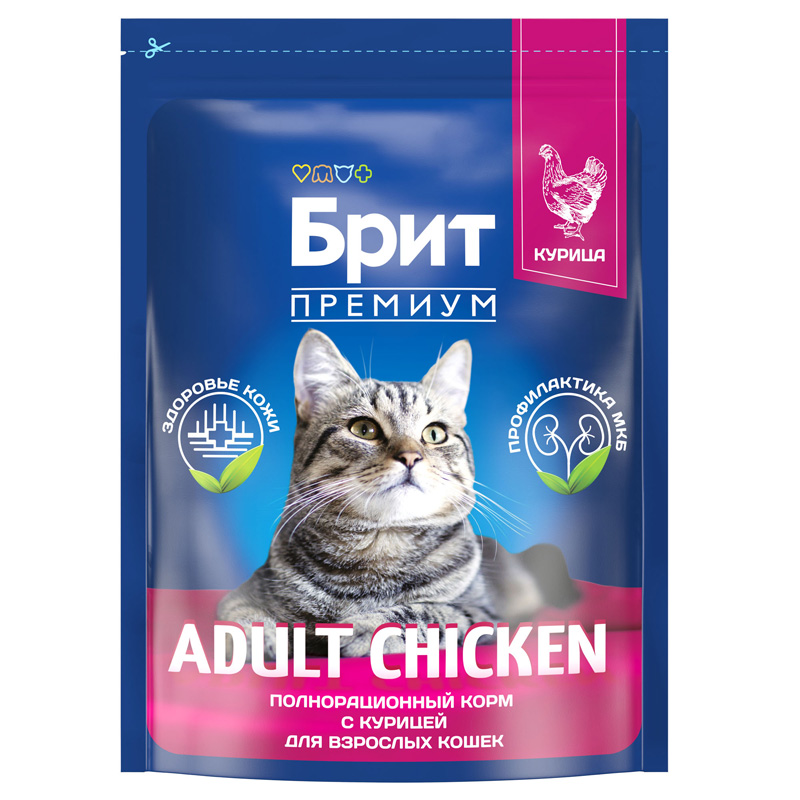 Brit Premium Корм сухой для взрослых кошек с курицей Cat Adult Chicken, 2 кг 2
