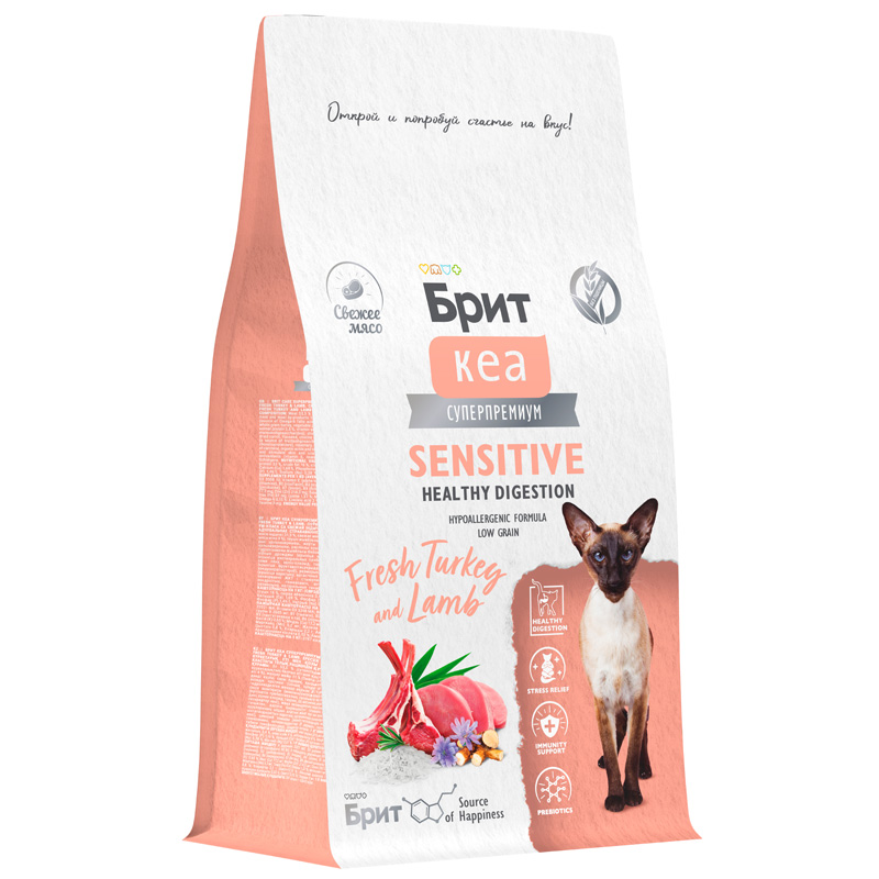 Брит Кеа Сухой корм с индейкой и ягненком для взр. кошек.SENSITIVE HEALTHY DIGESTION, 400 г 3