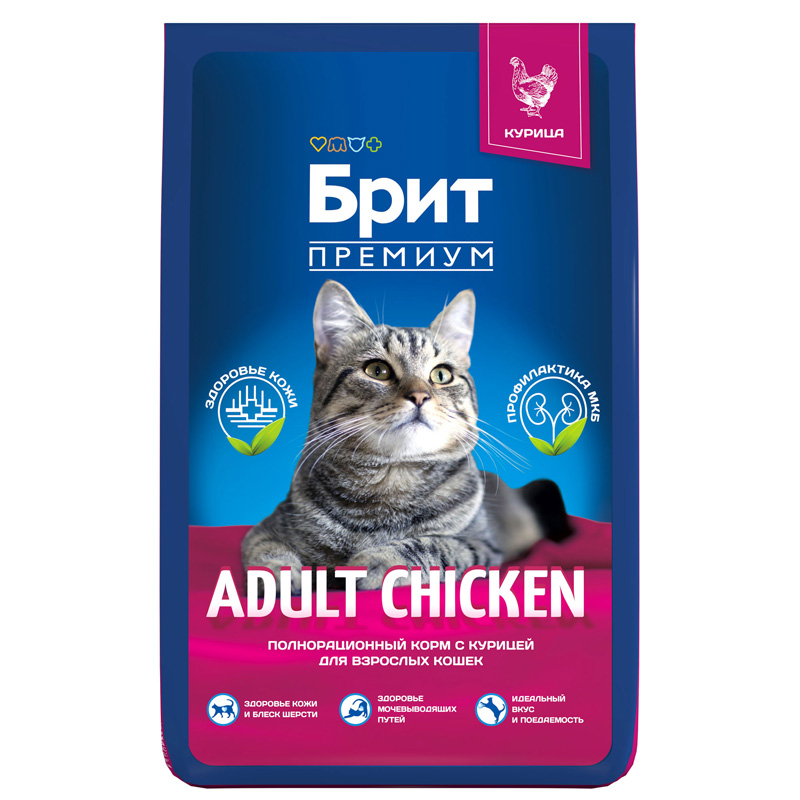 Brit Premium Корм сухой для взрослых кошек с курицей Cat Adult Chicken, 8 кг 2