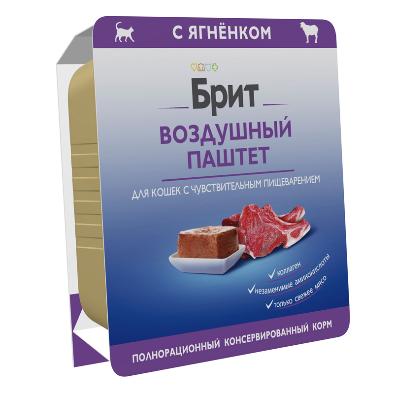 Brit Premium Воздушный паштет для кошек с чувствительным пищеварением с ягнёнком Sensitive, 100 г 3