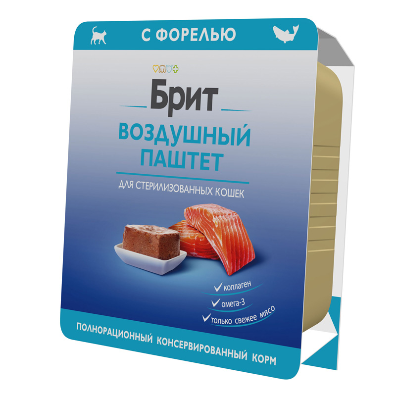Brit Premium Воздушный паштет для стерилизованных кошек с форелью Sterilised, 100 г 4