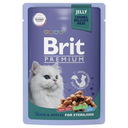 Brit Premium Пауч для взрослых стерилизованных кошек с уткой с яблоками в желе Cat Sterilised