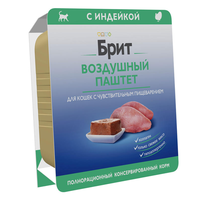 Brit Premium Воздушный паштет для кошек с чувствительным пищеварением с индейкой Sensitive, 100 г 3
