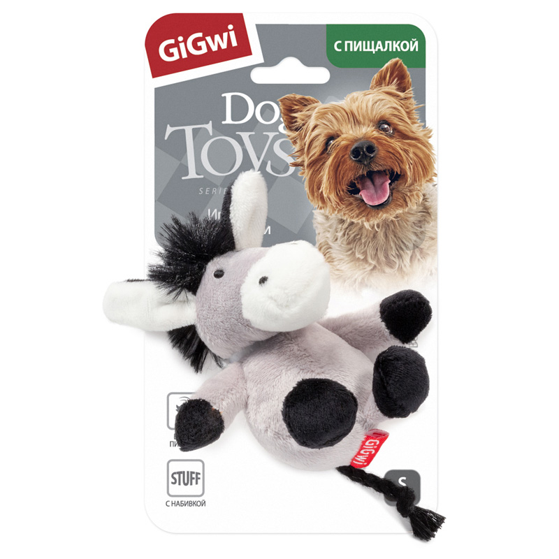 Gigwi Игрушка для собак Ослик с пищалкой 10см, серия PLUSH FRIENDZ 2