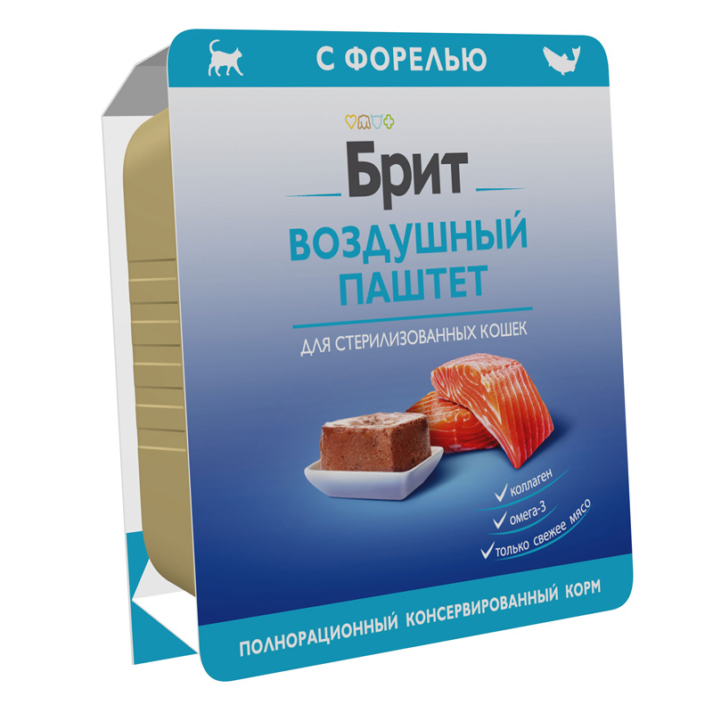 Brit Premium Воздушный паштет для стерилизованных кошек с форелью Sterilised, 100 г 3