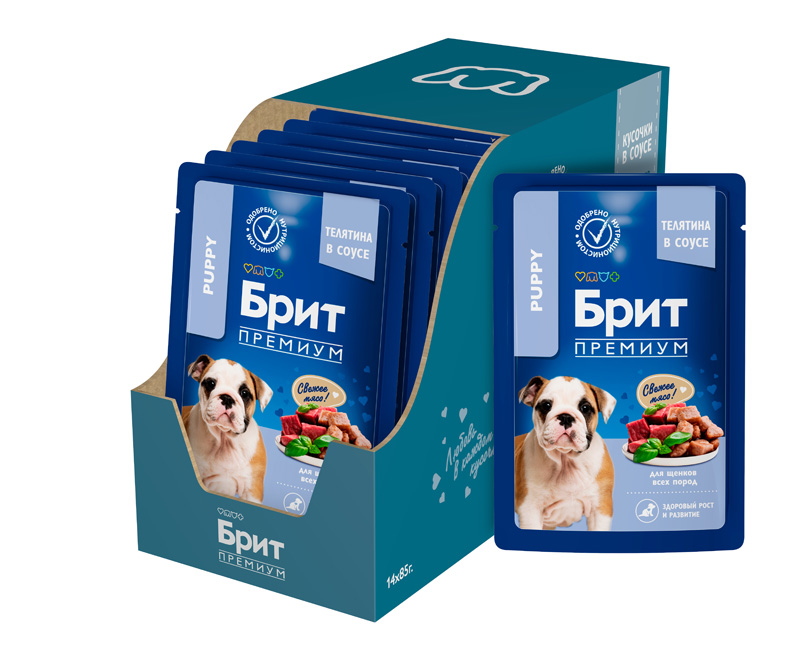 Brit Premium Пауч для щенков всех пород с телятиной в соусе 6